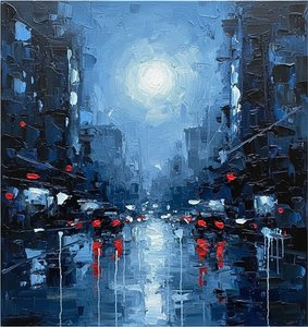 Nocturnal Echoes In Prussian Blue: A Singular Vision Of Luminous Urban Solitude — Christian Noiret, Contemporary Abstraction