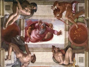 Maan Erottaminen Vesistä (ignudien Ja Mitalionkien Kera) — Michelangelo Buonarroti