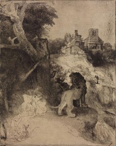 Saint Jerome Reading In An Italian Landscape — Rembrandt Van Rijn