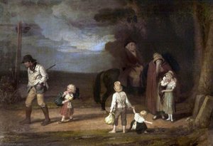 The Progress Of Intemperance The Ruined Family — إدوارد فيلييرز ريبينجيل, British Sentimental Painting