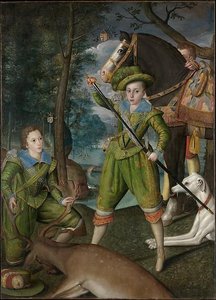 Henry Frederick (1594 1612), Prince Of Wales, With Sir John Harington (1592 1614), In The Hunting Field — Robert Peake The Elder
