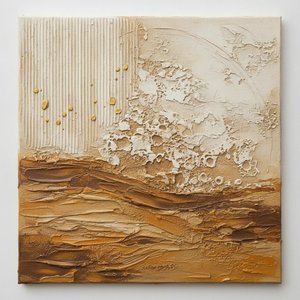 Strata Of Ochre And Crushed Gold Leaf — David Moreau, Plaster & Texture Art