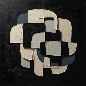 Monolithic Shadows: A Sculptural Study of Interlocking Forms in Achromatic Impasto