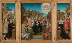 Triptych With Virgin And Child With Saints (center), Male Donor With Saint Martin (left, Inner Wing), Female Donor With Saint Cunera (right, Inner Wing), And The Annunciation (outer Wings), Master Of Delft, C. 1500 - C. 1510