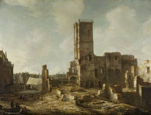 The ruins of the old town hall of Amsterdam after the fire of 7 July (1652)