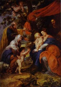The St. Ildefonso Altar (outer Wings). The Holy Family Under The Apple-tree — Peter Paul Rubens, Baroque Dynamism