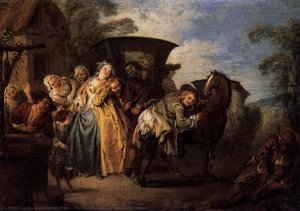 The Poet Roquebrun Breaks His Garter — Jean-baptiste Pater