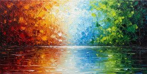 Chromatic Resonance: A Singular Symphony Of Textured Light And Verdant Reflections — Christian Noiret, Contemporary Abstract