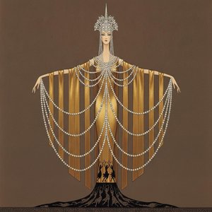 Golden Drapery And Cascading Pearl Strands In Bronze — Valentin Laurent De Courcey, Art Deco