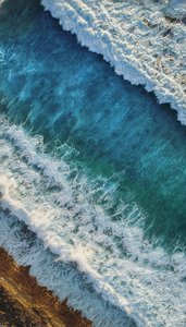 Azure Rhythms Of The Shoreline: An Abstracted Coastal Study — Alice Marchand, Post-impressionism