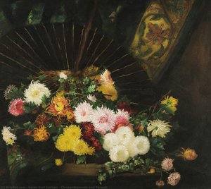 Chrysanthemums And Parasol — Søren Emil Carlsen