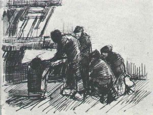 Weaver With Other Figures In Front Of Loom — Vincent Willem Van Gogh, Realism