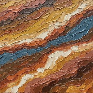 Earthen Strata In Motion: A Monumental Study Of Ochre And Slate Blue — David Moreau, Plaster & Texture Art