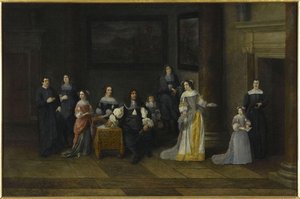 Portrait de famille dans un intérieur