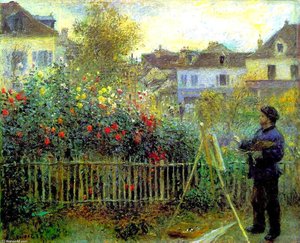 Monet Painting In His Garden At Argenteuil — 雷诺阿, Impressionism