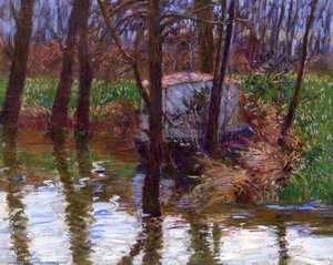The River Epte With Monet's Aelier-boat — John Leslie Breck
