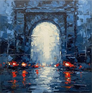 Leuchtendes Portal Durch Mitternachtsblaue Schatten Und Glut Strahlenden Lichts — Christian Noiret, Zeitgenössische Abstraktion