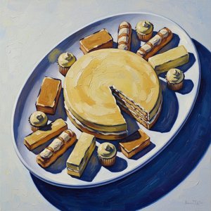 Golden Confections In Ultramarine Shadow: A Singular Study — Marc Duvallier, Pop Art