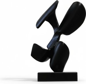Interwoven Forms: Black Resin Abstract Sculpture, Abstract Art