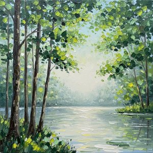 Ethereal Verdant Silence: A Singular Vision Of Mist And Morning Light — Christian Noiret, Contemporary Abstract