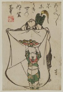 Hotei With Bag Of Jewels And Chinese Child — Katsushika Hokusai, Ukiyo-e