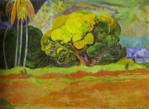 At The Foot Of A Mountain — Paul Gauguin, Post-impressionism