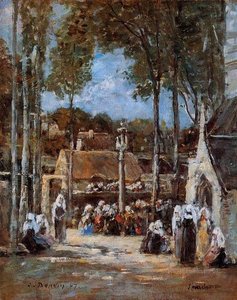 Local Pilgrimmage At Landerneau — Eugène Louis Boudin, Impressionism
