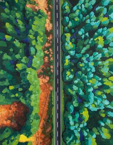 Linear Path Through Verdant Stillness: A Singular Study In Emerald And Ochre — Jacques Villedieu, Contemporary Modernism