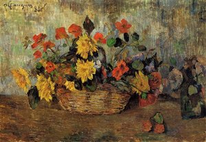 Nasturtiums And Dahlias In A Basket — Paul Gauguin, Post-impressionism