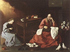 Christ Et La Vierge Dans La Maison De Nazareth — Francisco De Zurbarán, Spanish Baroque