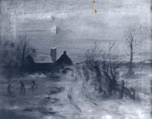 Winter Landscape with House, (painting)