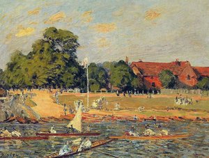 Regatta At Hampton Court — Alfrēd Sislē, Impressionist Landscape Painting