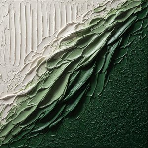 Ethereal Tides Of Forest Moss In Sculptural Impasto Relief — David Moreau, Plaster & Texture Art
