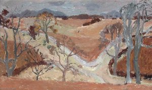 Brown And Grey Landscape, Pentland Hills — Sir William George Gillies, Impressionism