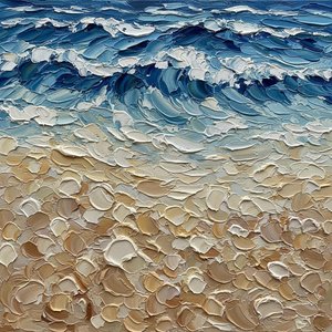 Ethereal Tides Of Cerulean Depth And Sculpted Creamy Sea Foam — David Moreau, Plaster & Texture Art