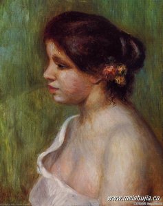 Bust Of A Young Woman With Flowered Ear — 雷诺阿, Impressionism
