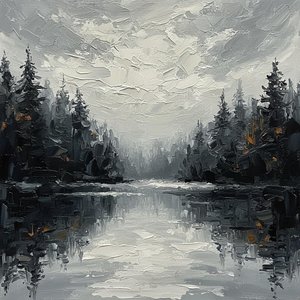 Monolithic Silence: A Sculptural Study Of Mist And Obsidian Forest Shadows — Christian Noiret, Contemporary Abstract