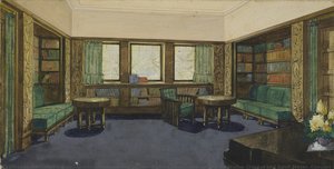 Untitled (sommerfeld House, Berlin-lichterfelde, Architects Walter Gropius And Adolf Meyer. Concept, Perspective View Of A Reading Room) — Carl Fieger, Bauhaus