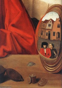 St Eligius In His Workshop (detail) — Petrus Christus
