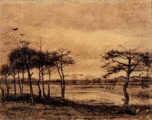 Pine Trees In The Fen — Vincent Willem Van Gogh, Realism