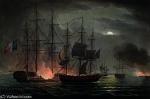 Capture Of La Desiree, July 7th — Thomas Whitcombe, Romanticism