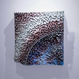 Dynamic Metal Wave Wall Sculpture - 70x100cm, Industrial Chic