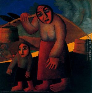 Femme Paysanne Avec Seaux Et Enfant — Kazimir Malevitch