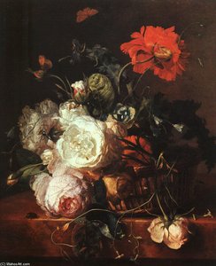 Basket Of Flowers — Jan Van Huysum, Baroque Floral Still Life