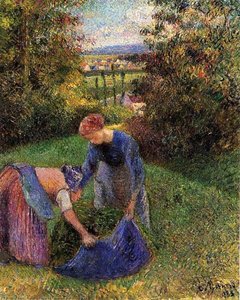 Women Gathering Grass. — 毕沙罗, Impressionist Landscape