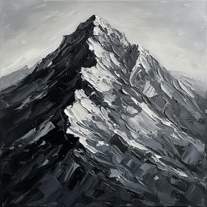Shadowed Tectonics: A Monumental Study Of Obsidian Peaks And Sculpted Light — Christian Noiret, Contemporary Abstract Painting