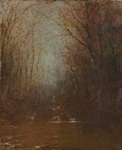 Forest Interior With Stream — John Frederick Kensett, Hudson River School