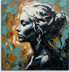 Fragmented Silhouette In Deep Teal And Ochre: A Monumental Study Of Melancholic Grace — Christian Noiret, Contemporary Abstract Painting