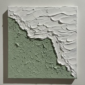 Tectonic Emergence: A Monumental Study In Sculptural Sage And Radiant White Impasto — David Moreau, Abstract Expressionism