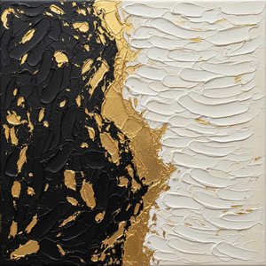 Fragmented Equilibrium: A Monolithic Study In Gilded Shadow And Radiant Texture — David Moreau, Plaster & Texture Art